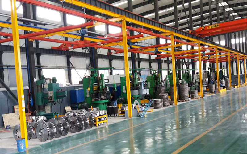 Vertical lathe machining line